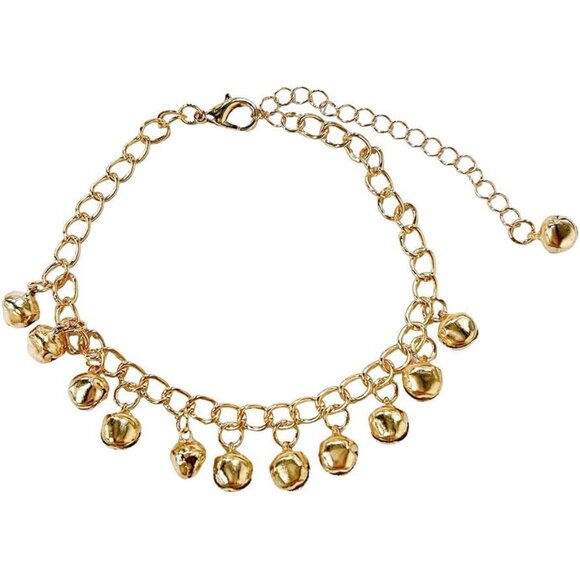 Boho Vintage Silver Jingle Bell Anklet Bracelet for Women - Adjustable Charm - Picture 1 of 6